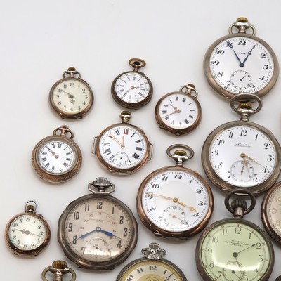 27059170a - 20 offene Silbertaschenuhren Gewicht ca. 1.130g, Schweiz/England/USA um 1890 bis 1930, ...