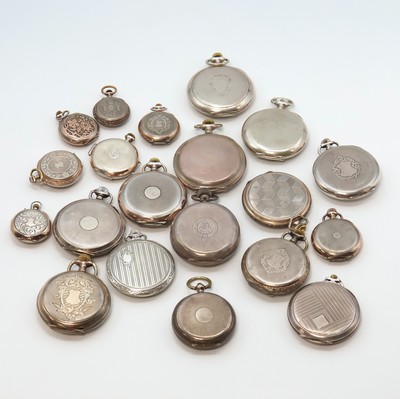 27059170e - 20 offene Silbertaschenuhren Gewicht ca. 1.130g, Schweiz/England/USA um 1890 bis 1930, ...