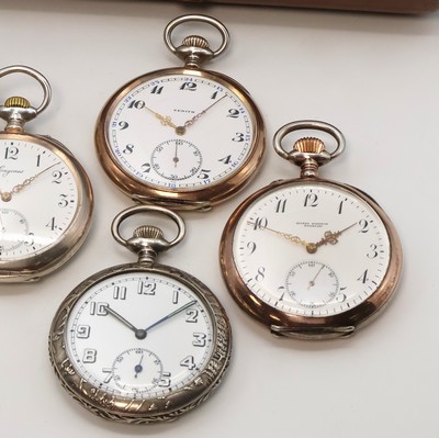 27059171a - 5 offene Silbertaschenuhren, Schweiz um 1910, Geh. dell., 4 x guill. und 1 x floral ...