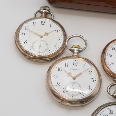 27059171b - 5 offene Silbertaschenuhren, Schweiz um 1910, Geh. dell., 4 x guill. und 1 x floral ...