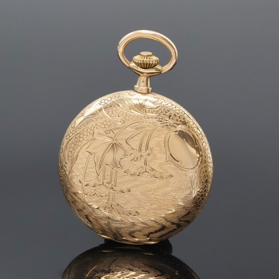 27059175b - MOVADO Savonette Herrentaschenuhr in RG 585/000, Schweiz um 1930, floral graviertes ...