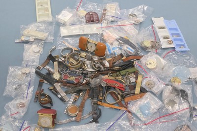 27059179d - Großes Konvolut für Reparaturzwecke, diverse Teile für Armband-, Taschenuhren etc. ...