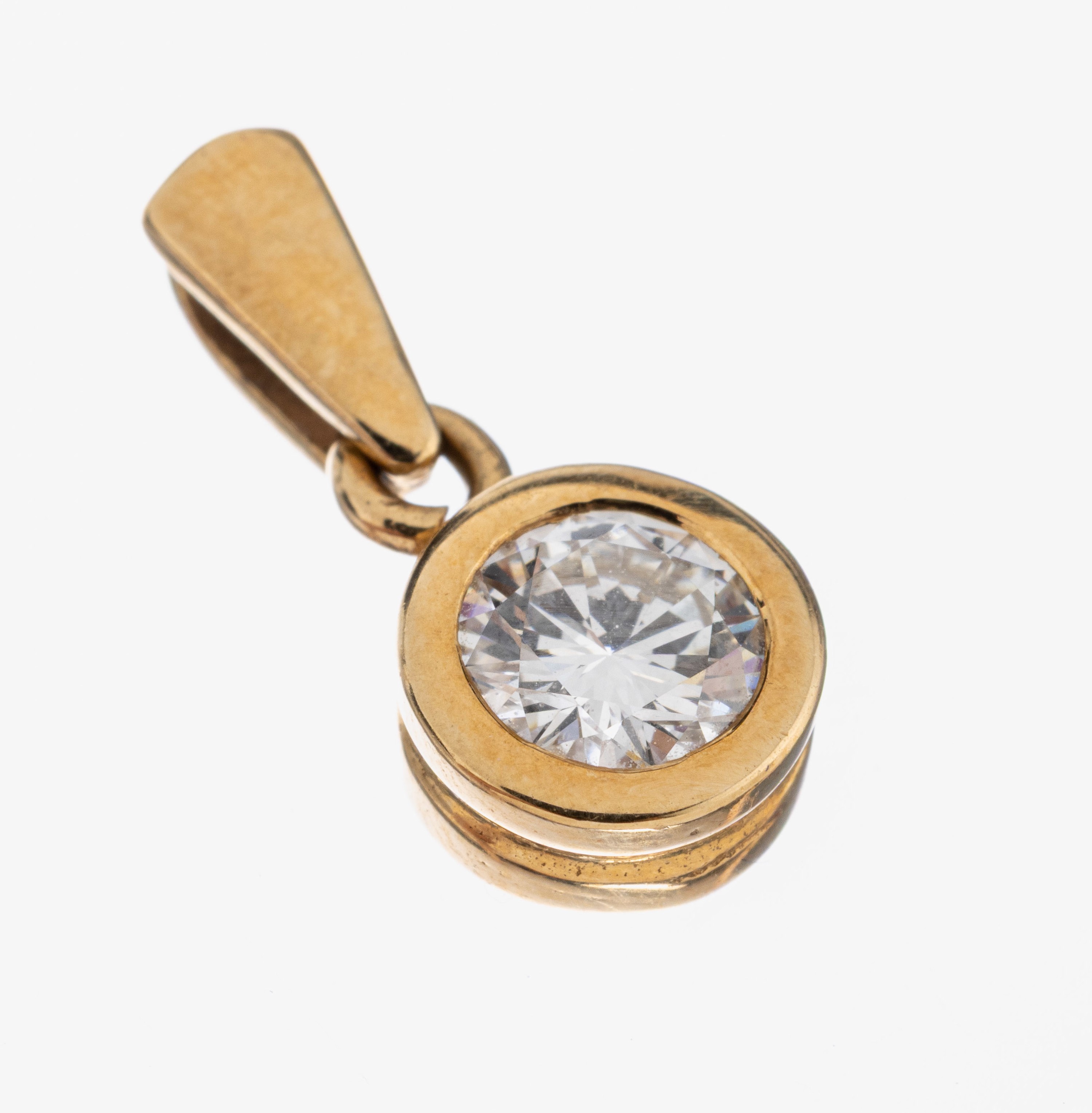 Image 27059225 - 14 kt Gold Brillant-Anhänger, GG 585/000, schlicht, Brillant ca. 0.44 ct (graviert) ...