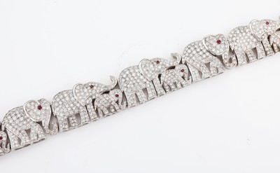27059214a - Platin Brillant-Rubin-Armband ´Elefanten´, Pt, schwere qualitätvolle Verarbeitung, ...