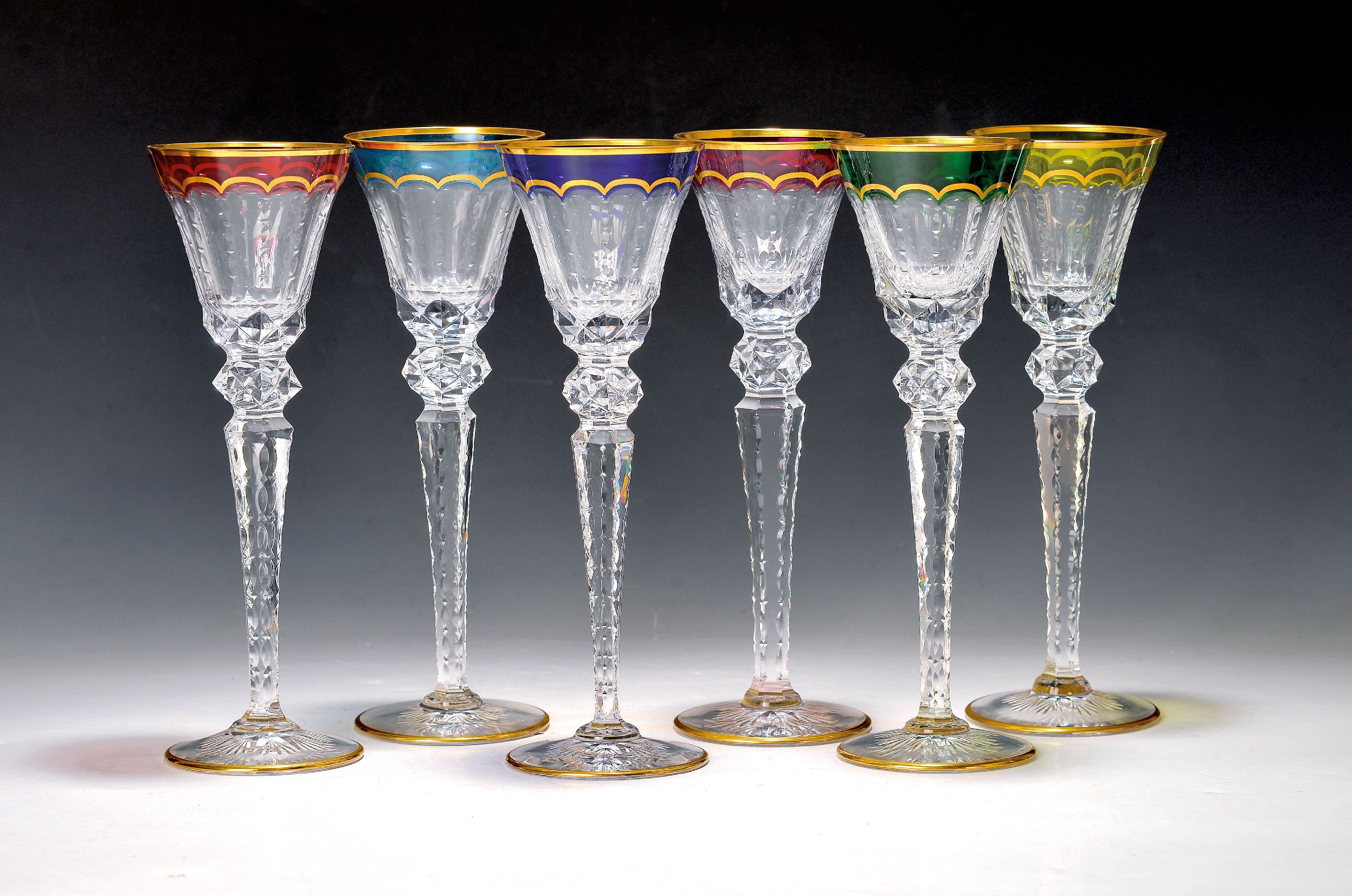 Image 27059469 - 6 große Weingläser, St. Louis, Frankreich farbloses Glas, mundgeblasen und ...