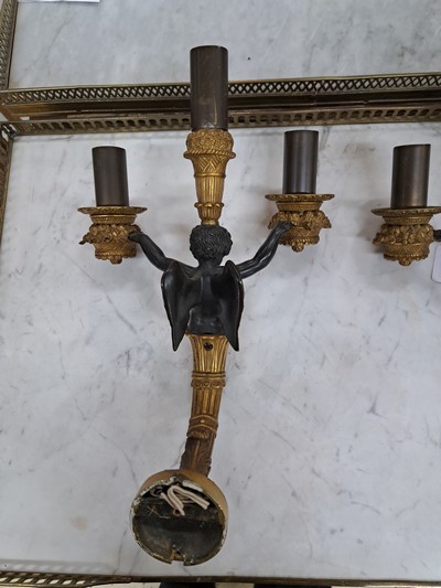 27059472c - Paar Wandleuchter im Empirestil, Frankreich, ausgehendes 19.Jh., Bronze, typ. ...