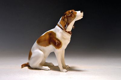 Image Porzellanfigur, sitzender Hund, Hutschenreuther Selb, Abteilung für Kunst, 1920er-Jahre, ...