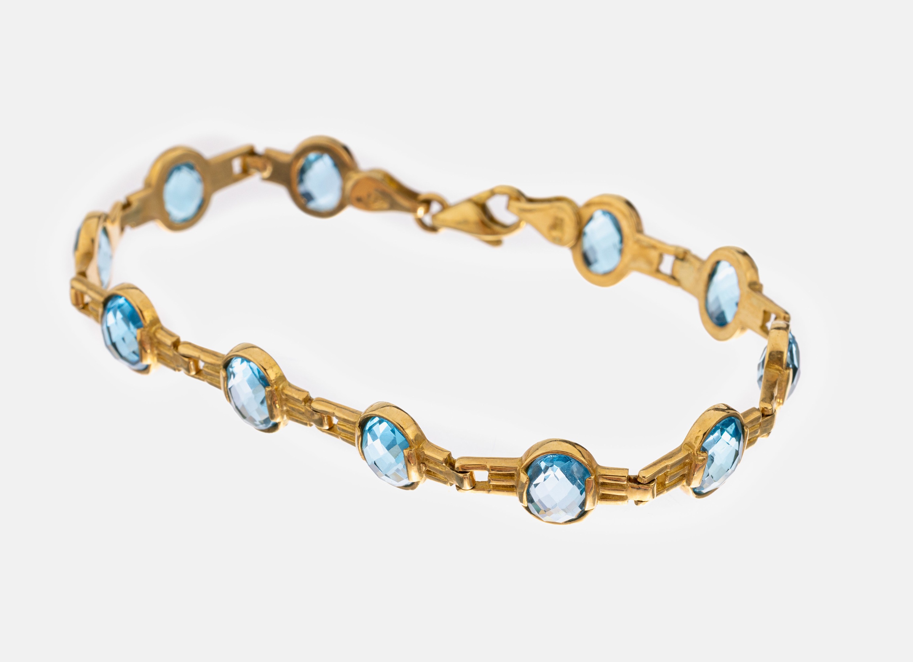 Image 27059580 - 18 kt Gold Topas-Armband, GG 750/000, 11 ovalfacett. Blautopase (beh.) zus. ca. 18.0 ...