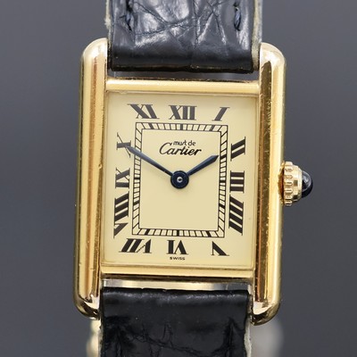 27059571b - CARTIER Tank Vermeil Damenarmbanduhr Referenz 1613, Schweiz um 1995, quarz, verg. 925er ...