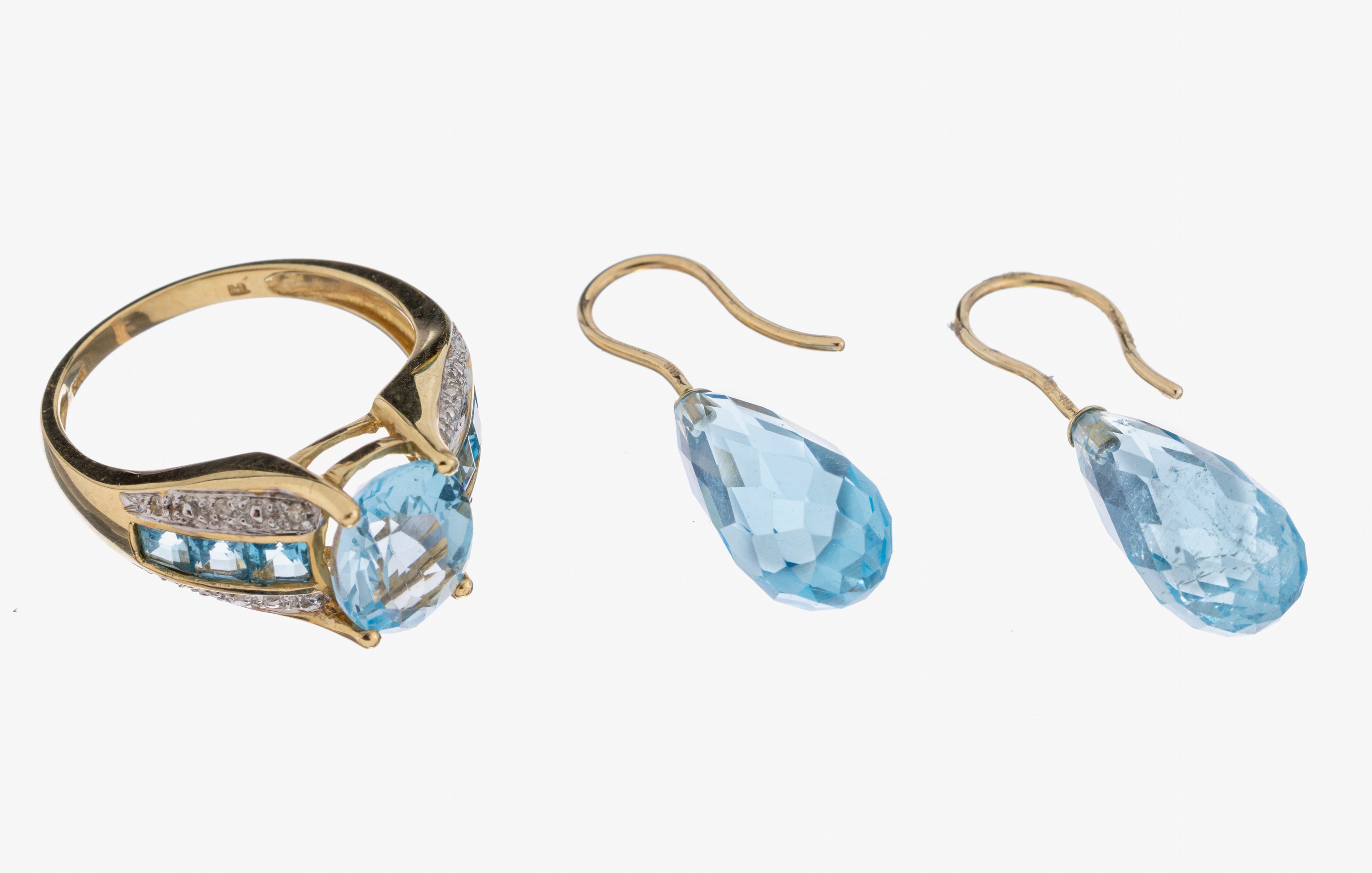 Image 27059627 - 14 kt Gold Topas-Schmuckset, GG 585/000, best. aus: 1 Ring, RW 57, 1 ovalfacett. ...