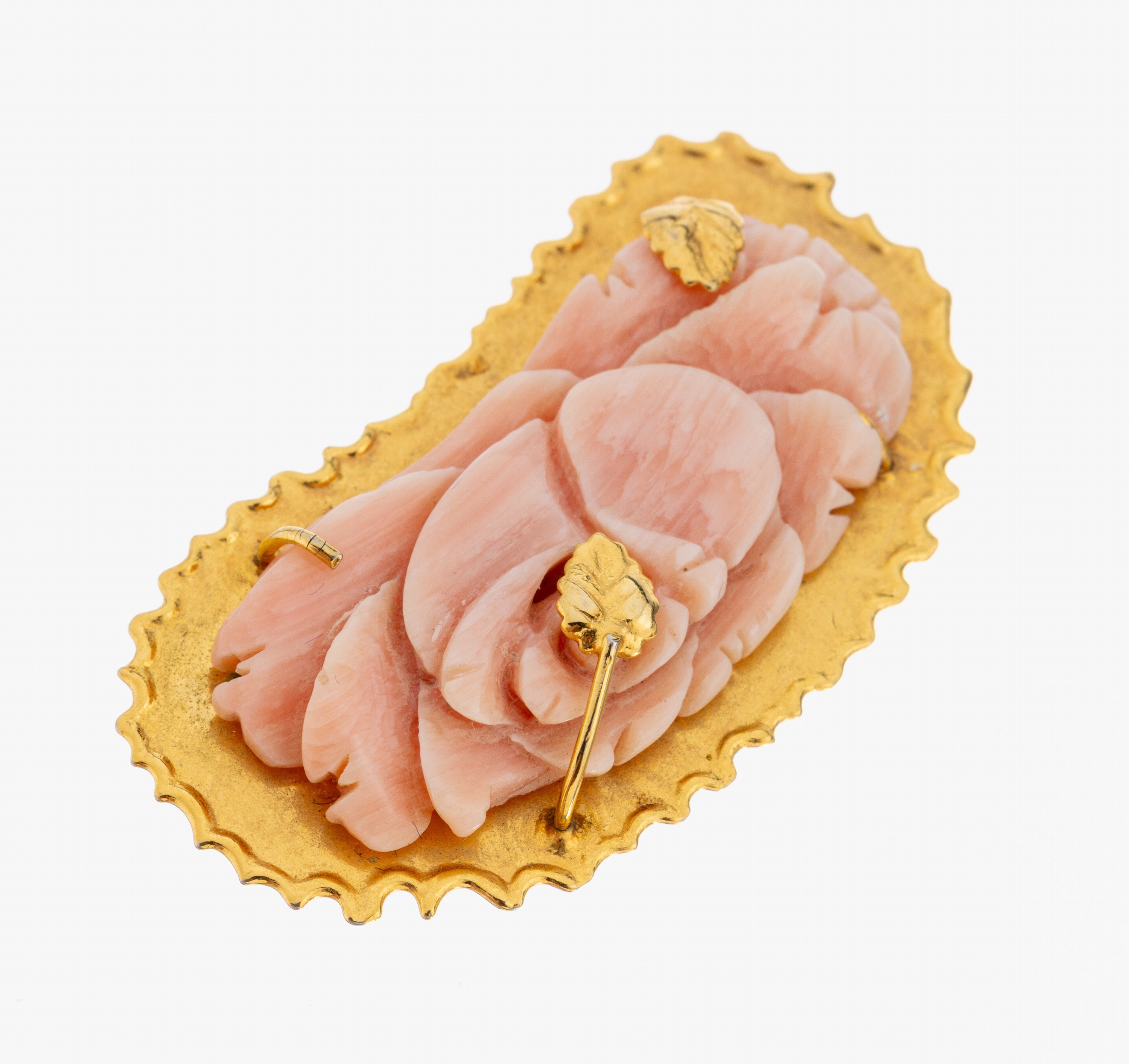 Image 27059674 - Korallen-Brosche, 800er Silber verg., floral geschnitzt Engelhautkoralle, abstrakte ...