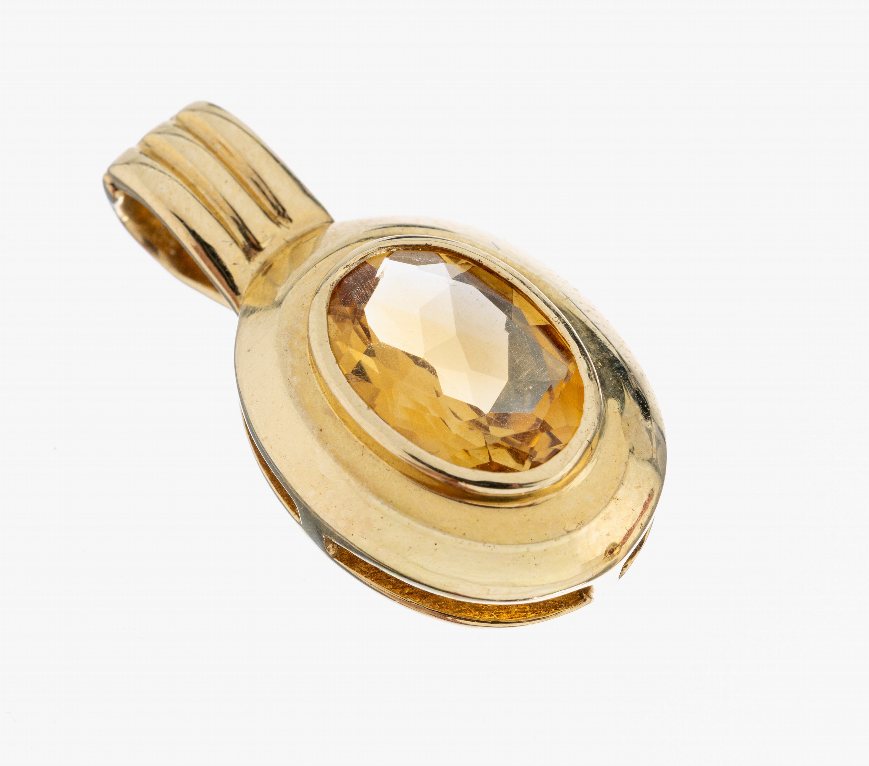 Image 27059680 - 14 kt Gold Citrin-Clipanhänger, GG 585/000,schlicht, ovalfacett. Citrin, ca. 6.7 g