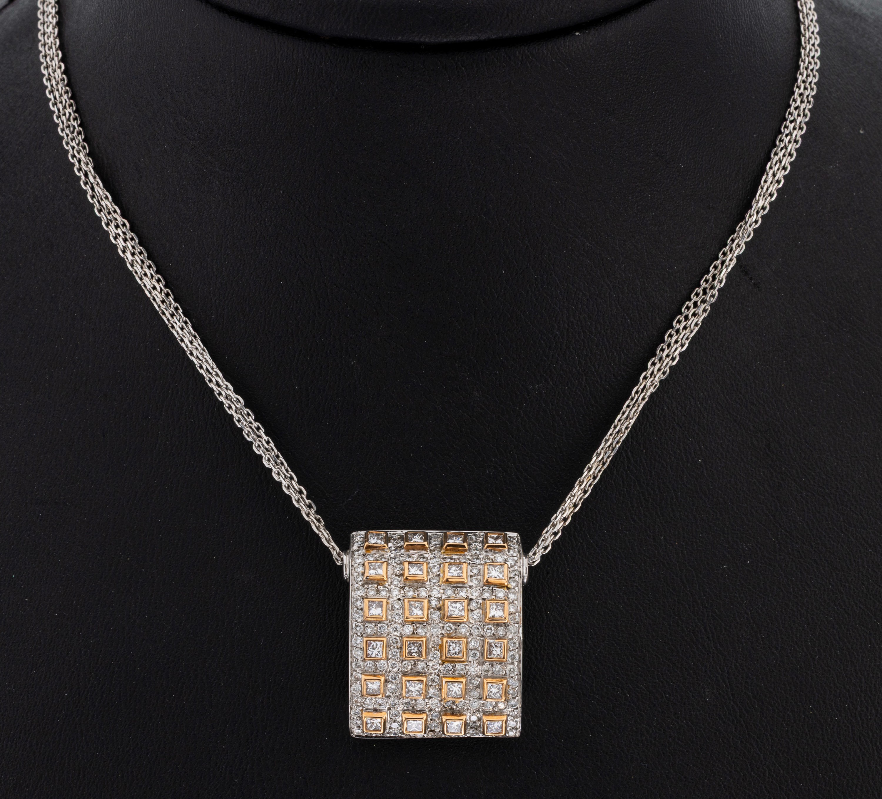 Image 27059695 - 18 kt Gold Diamant-Anhänger, GG/RoseG 750/000, 150 Brillanten, 1 Stein fehlt, und ...