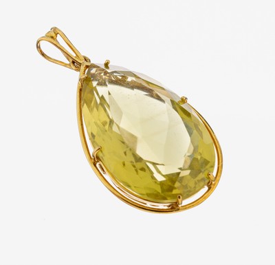 Image 14 kt Gold Lemoncitrin-Anhänger, GG 585/000, facett. Lemoncitrin-Tropfen (beh.) ca. ...
