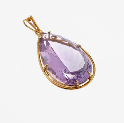 Image 14 kt Gold Amethyst-Anhänger, GG 585/000, facett. Amethysttropfen ca. 35.0 ct, ...