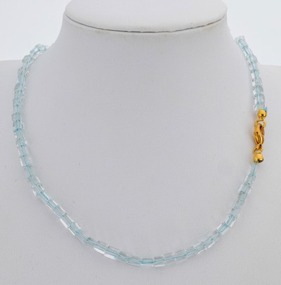 Image Aquamarine-necklace , aquamarine cuboids in different sizes, l. approx. 45.5 cm, lobster ...
