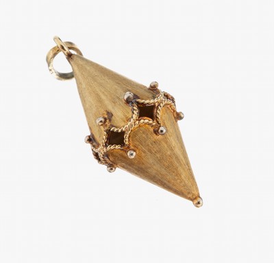 Image 14 kt Gold Anhänger, GG 585/000, ungewöhnliches Design, Oberfläche strukt., ...