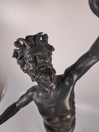 27059698i - Skulptur des tanzendes Fauns, um 1900, nach dem Vorbild aus Pompeij, Bronzeguß, Schwanz ...