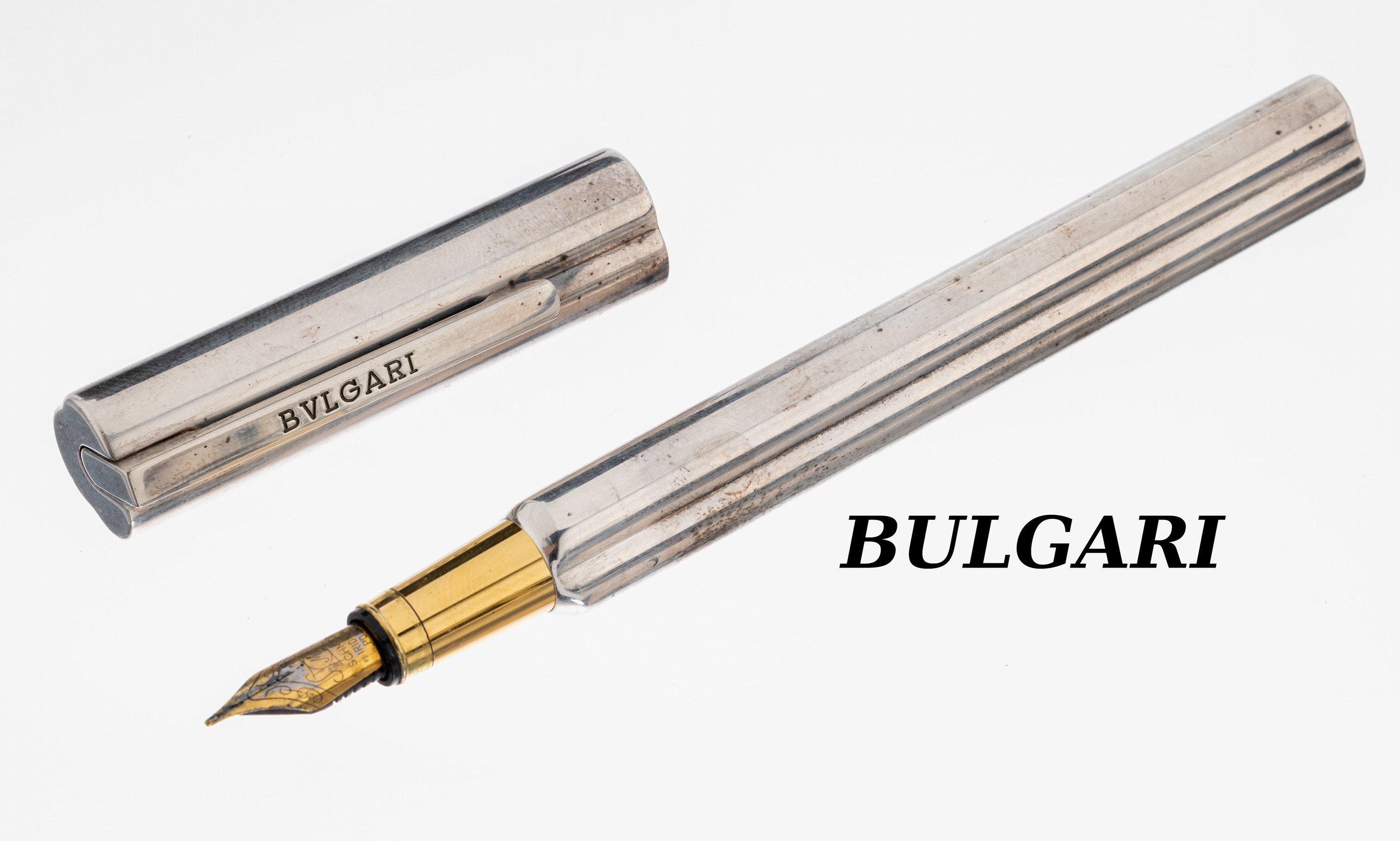 Image 27059707 - BULGARI piston fountain pen, ´Trifoglio´ , silver 925, approx. 1990s, it´s a niche ...