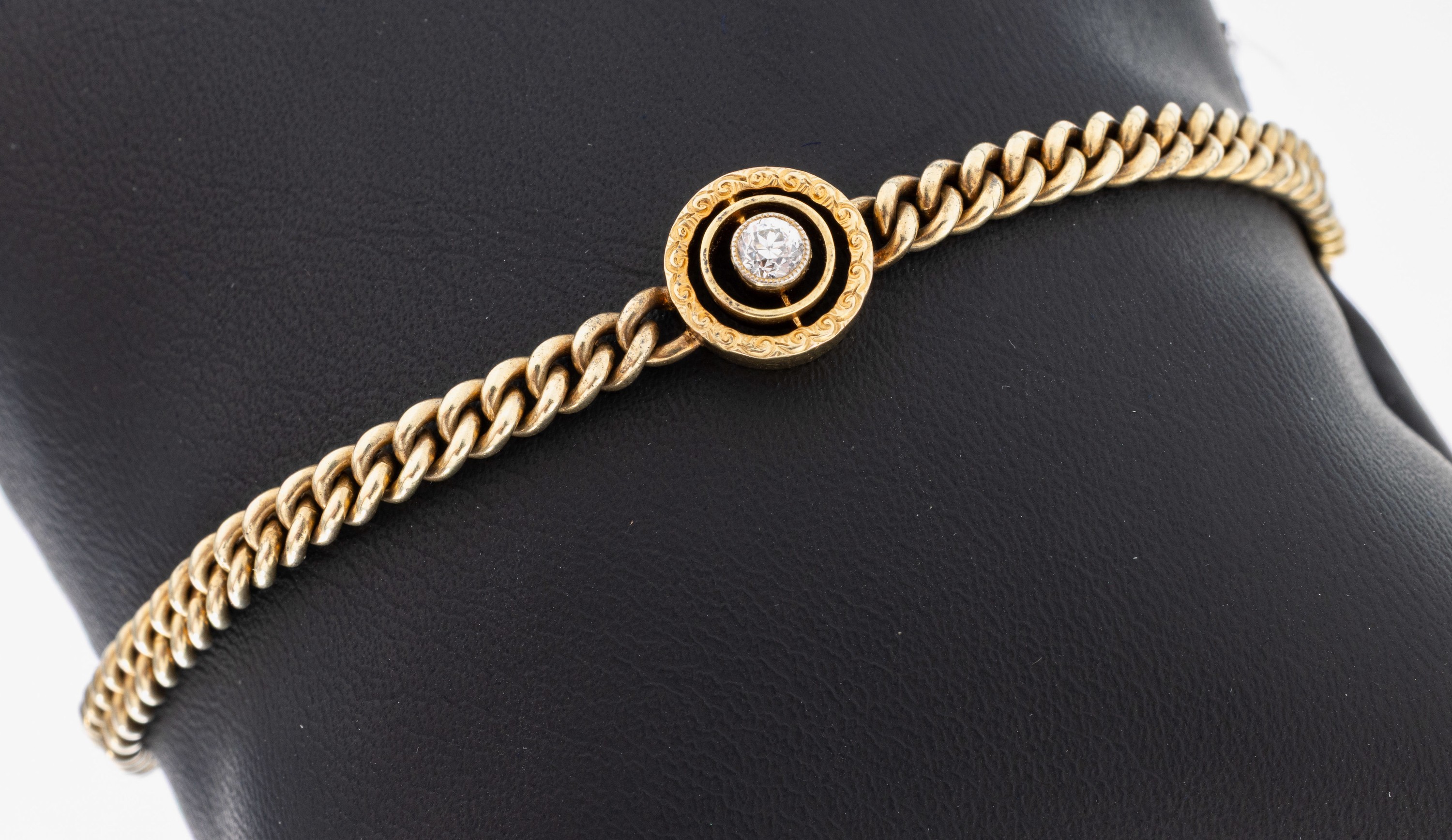 Image 27059765 - 14 kt gold brilliant-bracelet , YG 585/000, circular element, brilliant approx. 0.10 ct ...