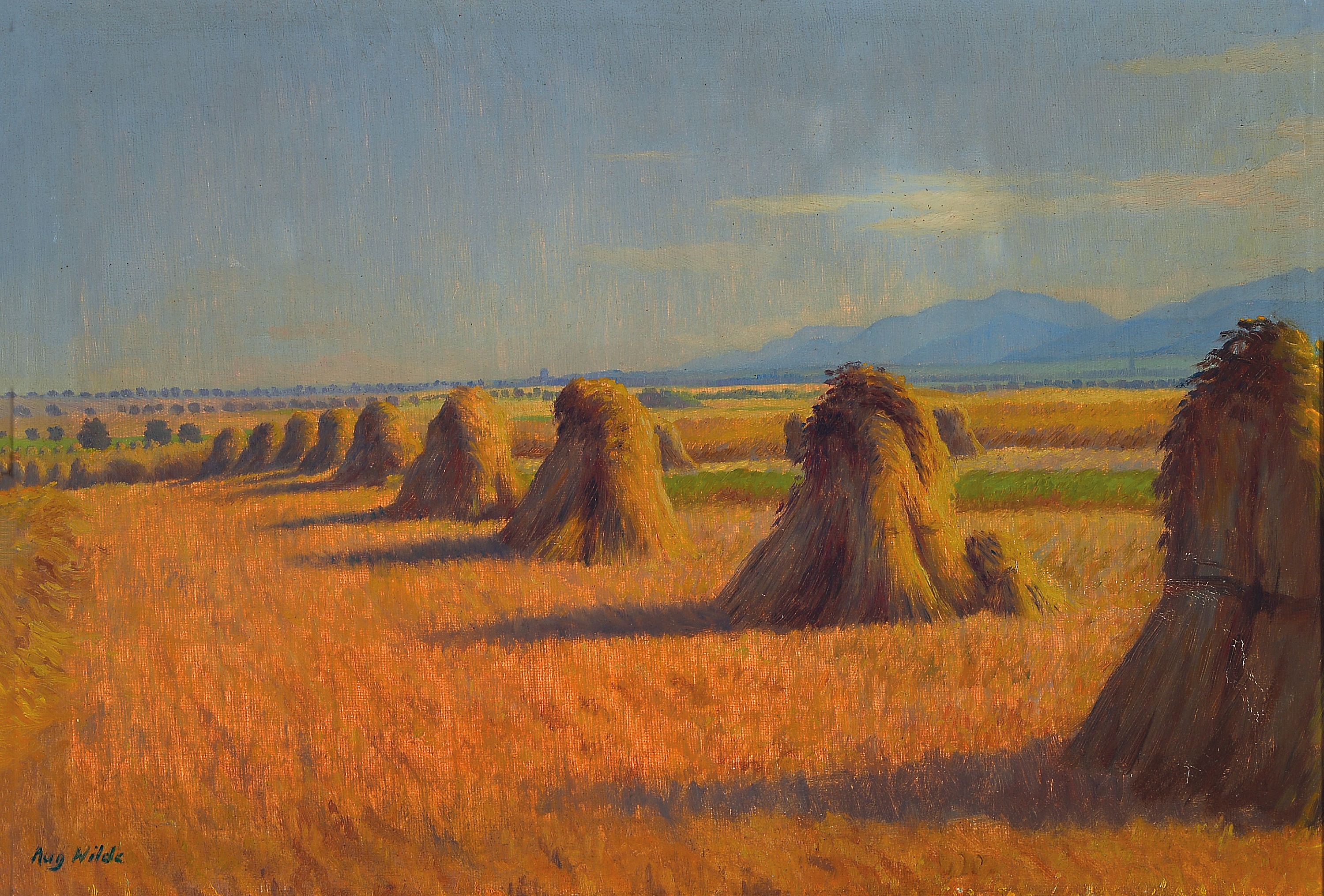 Image 27059792 - August Wilde, 1881 Ludwigshafen-1950 Bad Dürkheim, Nach der Getreideernte, Öl/Lwd, ...