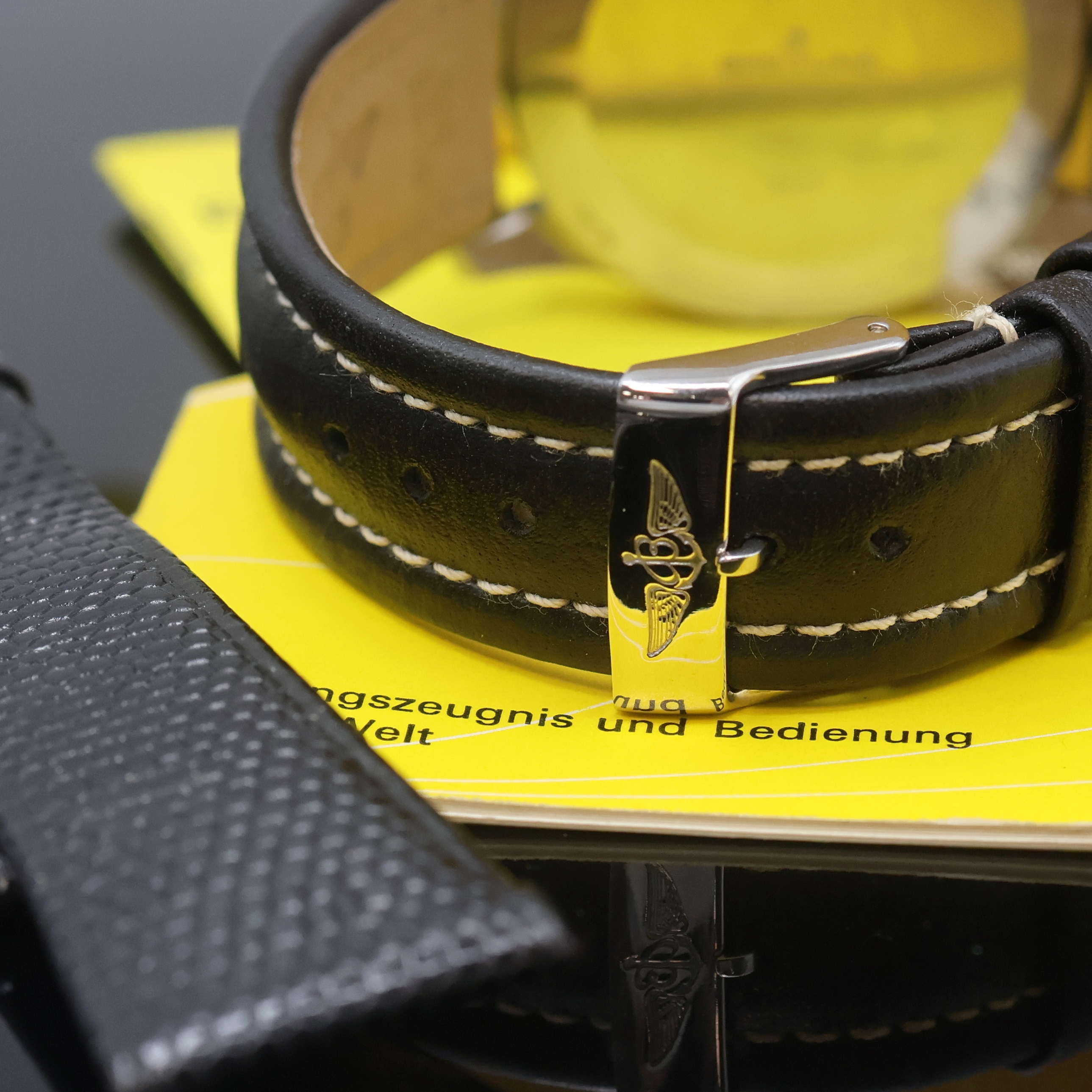 Detail d: BREITLING Navitimer Cosmonaute seltener Schaltradchronograph Referenz 809, Schweiz verk. lt. beil. Pap. 11/1967, Handaufzug, 3- teil. Edelstahlgeh., ...