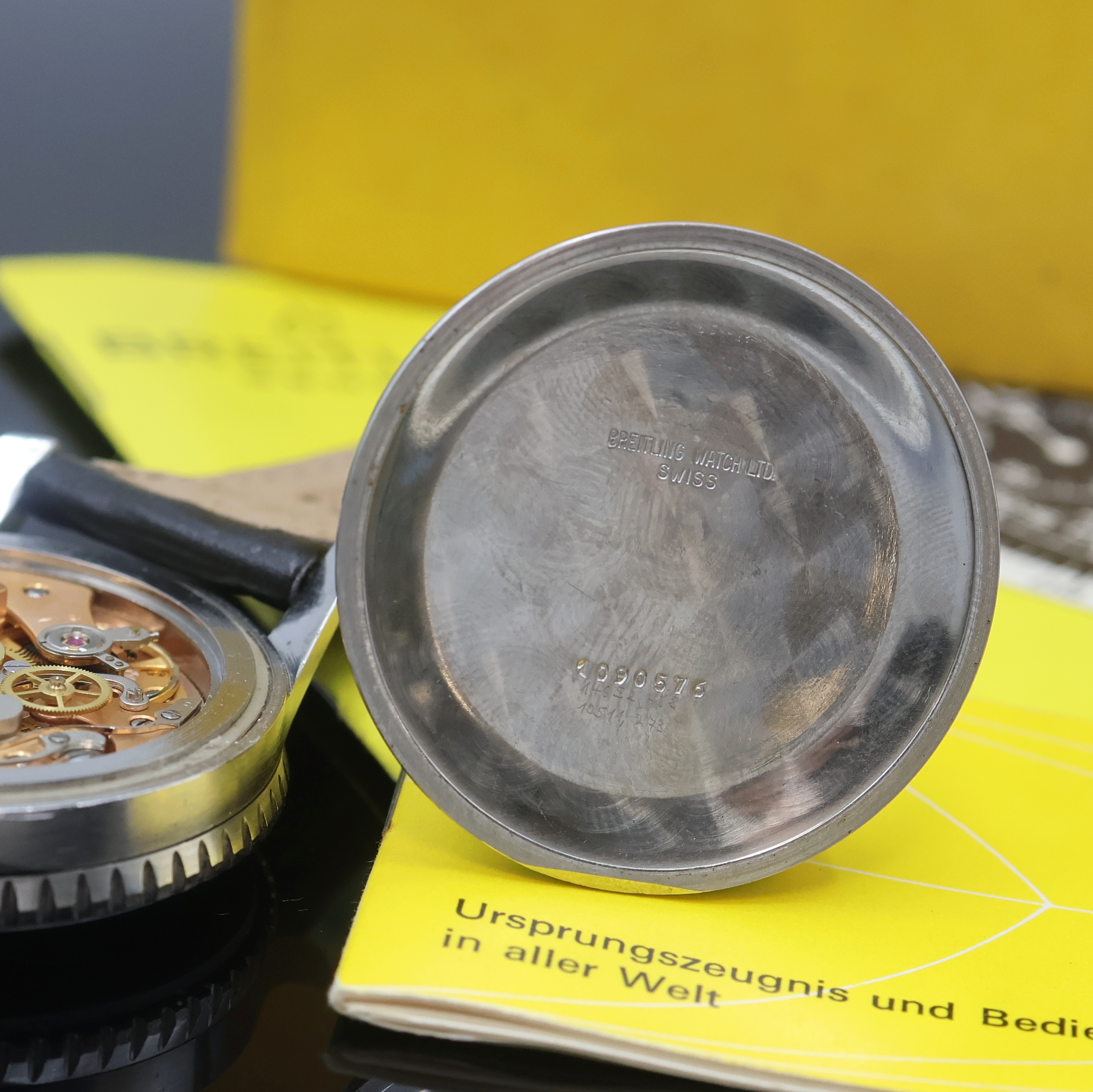 Detail g: BREITLING Navitimer Cosmonaute seltener Schaltradchronograph Referenz 809, Schweiz verk. lt. beil. Pap. 11/1967, Handaufzug, 3- teil. Edelstahlgeh., ...