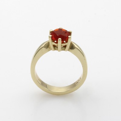 27059705a - Ring mit Feueropal, GG 585/000, runder Feueropal in Krappenfassung ca. 7 mm, RW ca. 55 ...