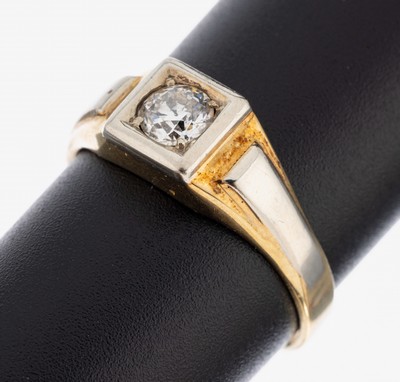 Image 14 kt Gold Diamant-Ring, GG 585/000, in WG gefasster Altschliffdiamant ca. 0.40 ct ...