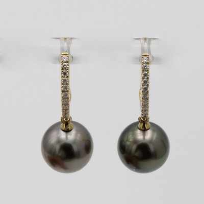 27059791a - Anhänger mit Tahitizuchtperle und Brillanten, WG 750/000, 17 Brill. zus. ca. 0.09 ct ...