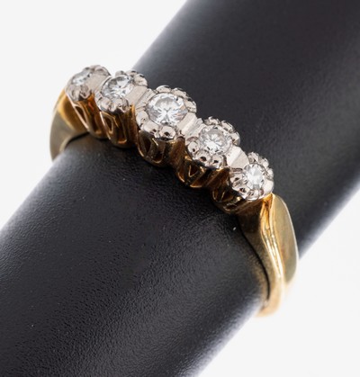 Image 14 kt Gold Diamant-Ring, GG/WG 585/000, in WG gefassten 8/8-Diamanten und Brillanten ...