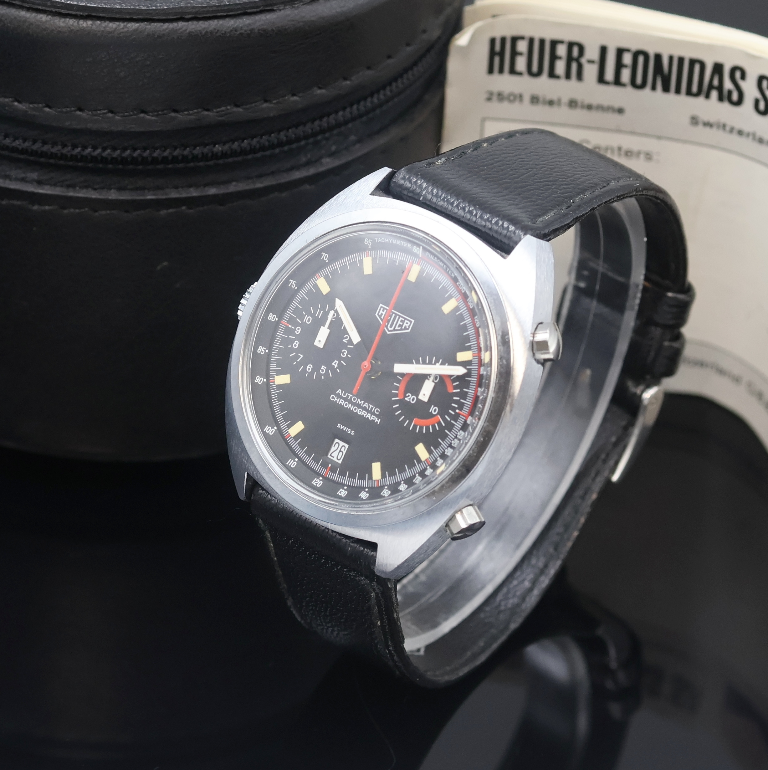 Detail a: HEUER Monza seltener Armbandchronograph mit Kaliber 15 Referenz 150.511, Schweiz um 1975, Automatik, Edelstahlgeh. inkl. Heuer Lederband m. ...