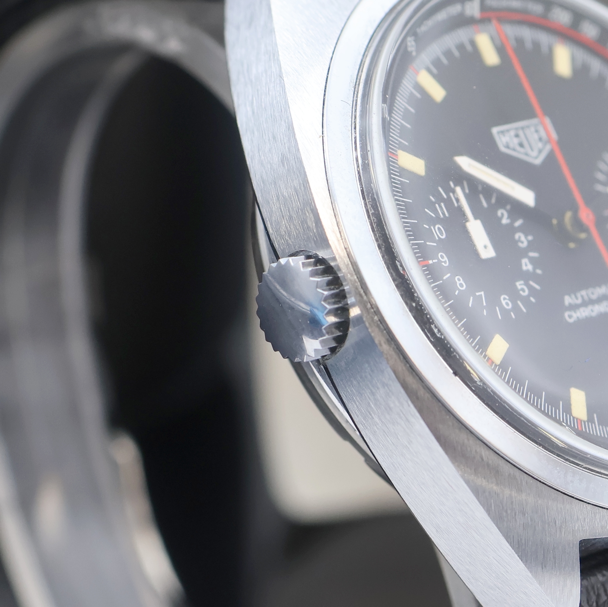 Detail c: HEUER Monza seltener Armbandchronograph mit Kaliber 15 Referenz 150.511, Schweiz um 1975, Automatik, Edelstahlgeh. inkl. Heuer Lederband m. ...