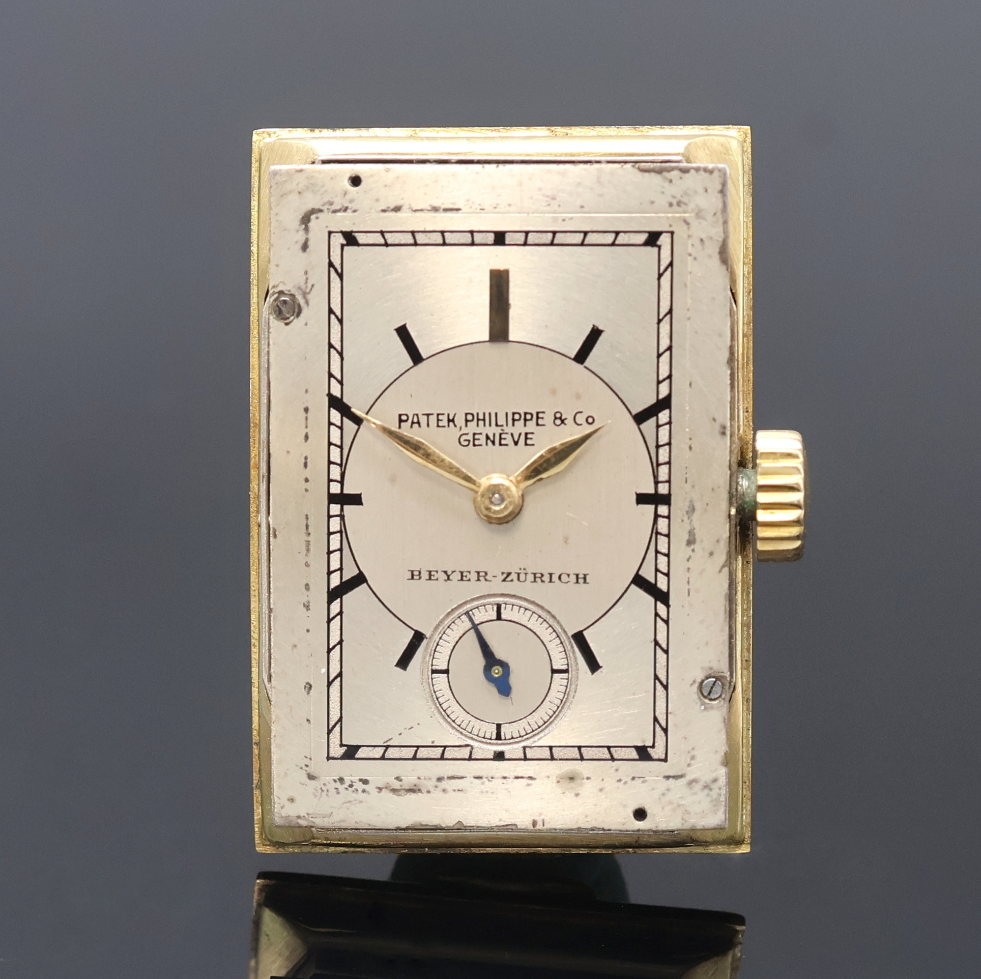 Detail e: PATEK PHILIPPE / BEYER-ZÜRICH feine und seltene Armbanduhr in GG 750/000 mit Kaliber 90, Handaufzug, Schweiz um 1938, 2-teil. Geh., Boden aufgedr., ...