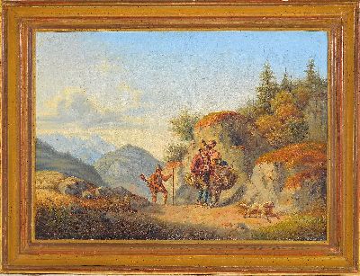 27059952k - Zuschreibung: Gustav Jakob Canton, 1813 Mainz -1885 München, Jäger und Bauernfamilie ...