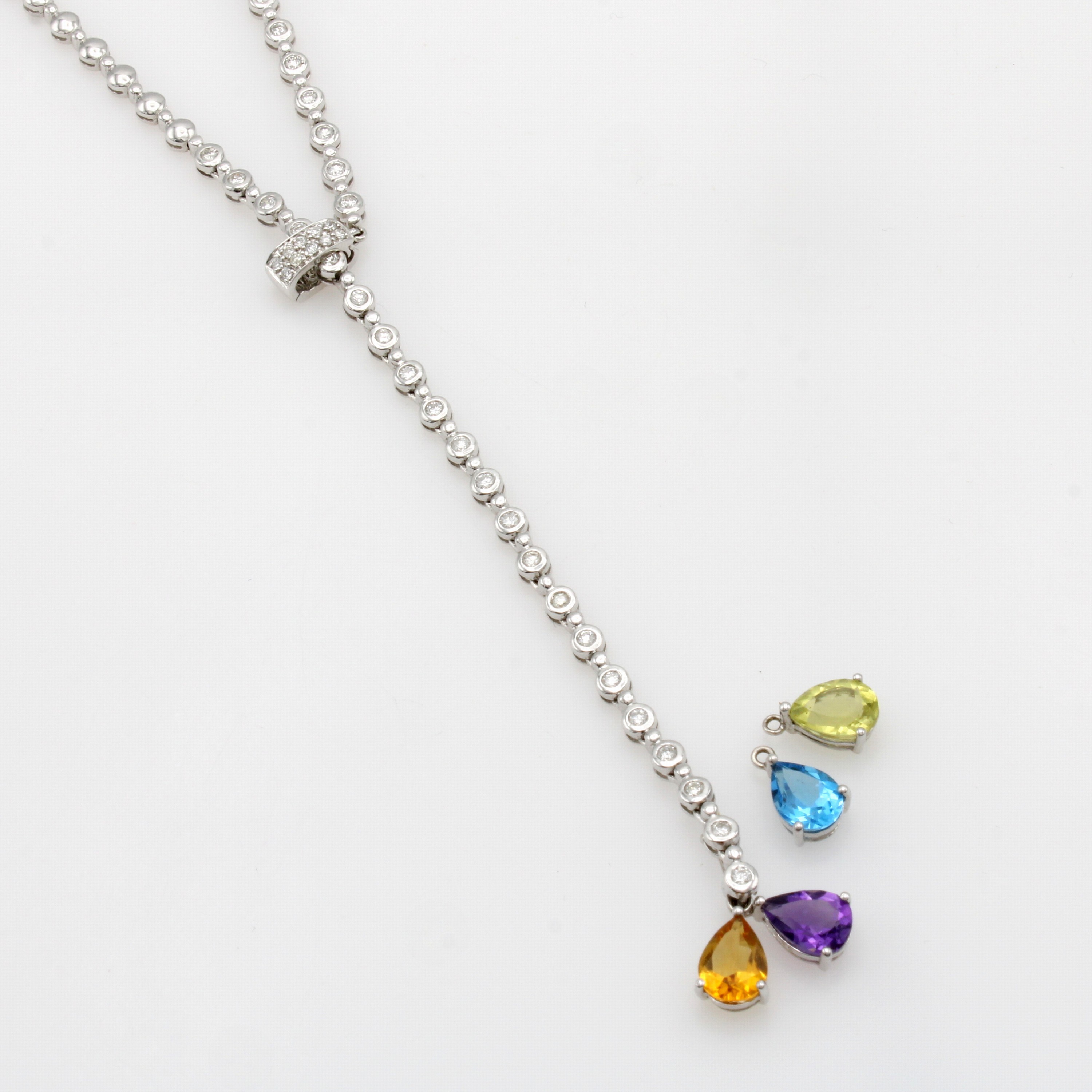 Image 27060420 - Y-Collier mit Brillanten und Wechsel- Farbsteinabhängungen, WG 750/000, durch ...