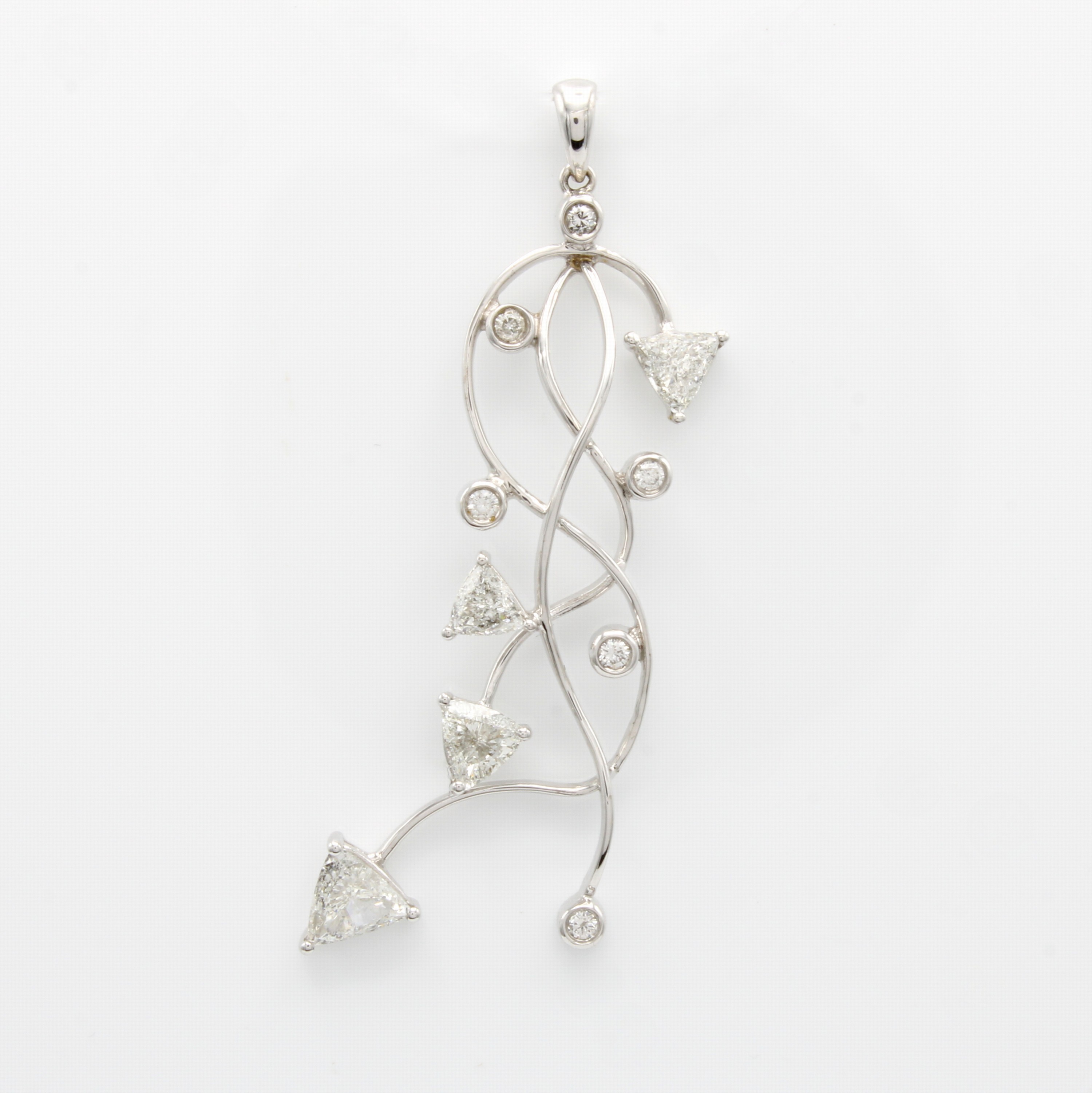 Image 27060428 - Anhänger mit Diamanten und Brillanten, WG 750/000, verschlungenes Design, 4 Diamant- ...