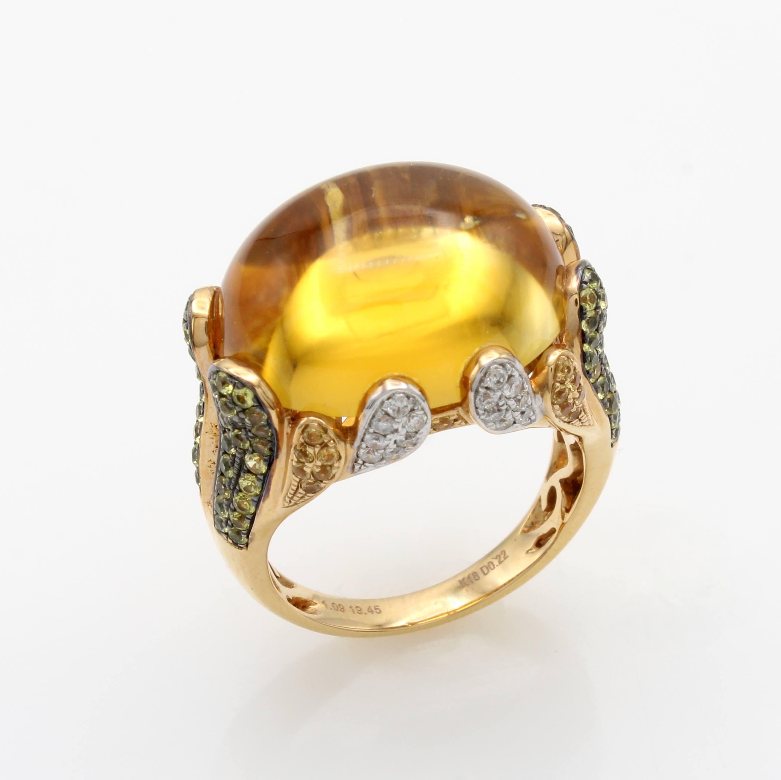Image 27060451 - Ring mit Farbsteinen und Brillanten, GG 750/000, Citrin ca. 19.45 ct, 28 Brill. zus. ca. ...