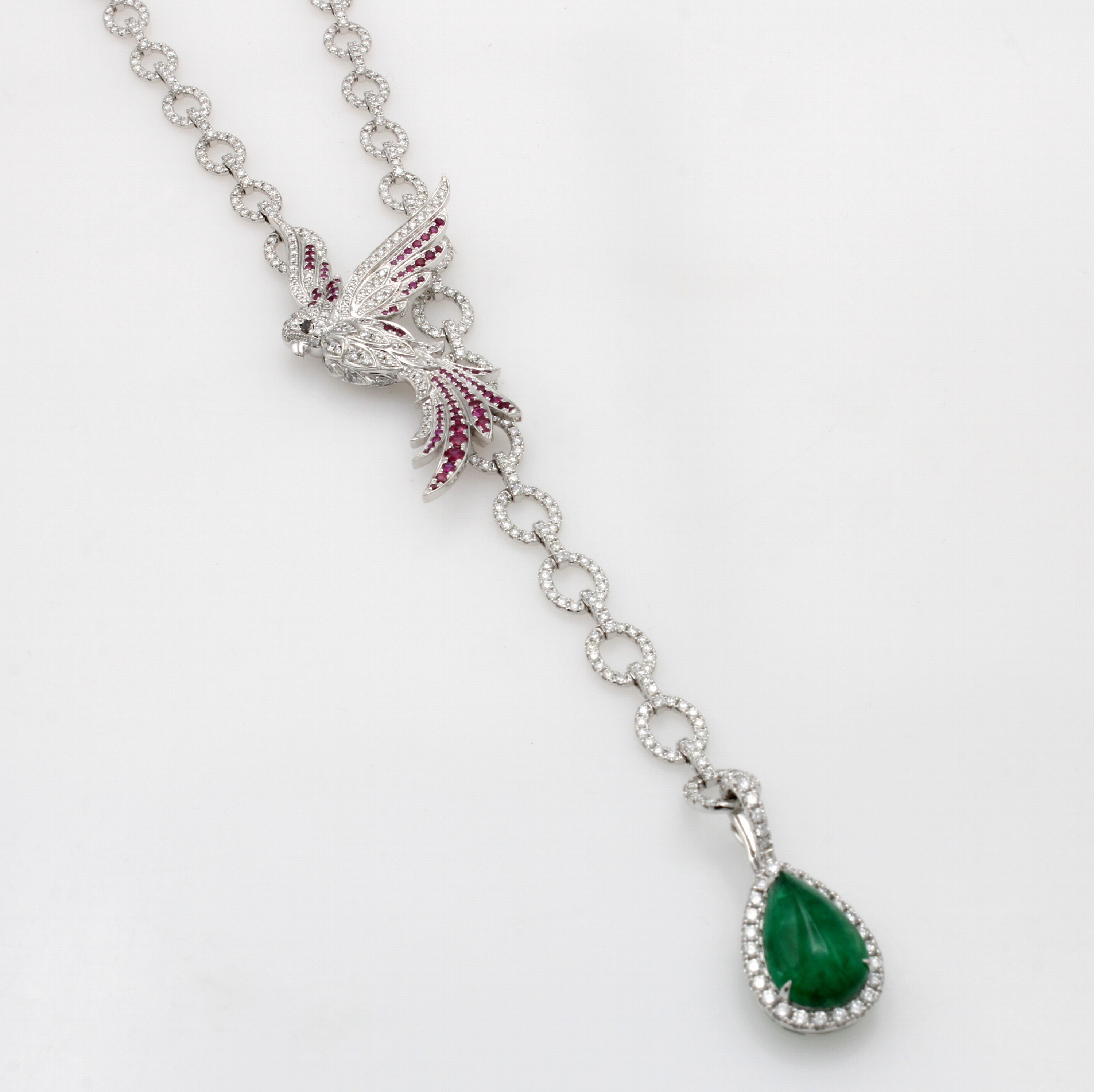 Image 27060471 - Ausgefallenes Y-Collier mit Farbsteinen und Brillanten, WG 750/000, ovale Glieder im ...