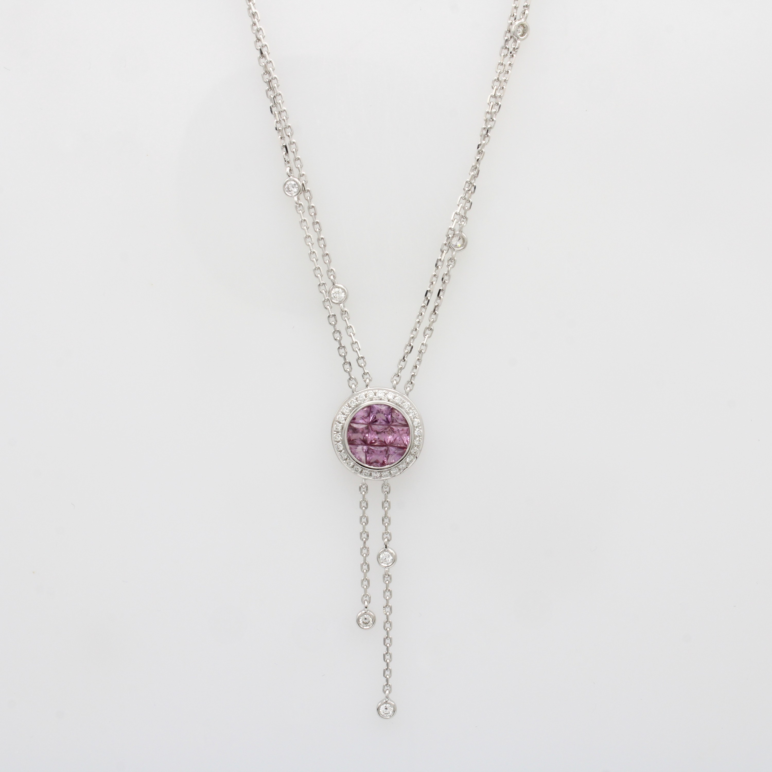 Image 27060482 - 2-reihiges Collier mit Saphiren und Brillanten, WG 750/000, 34 Brill. z.T. in Kette ...