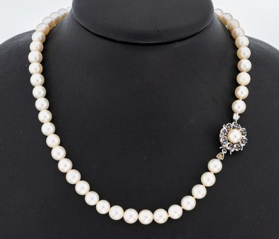 Image Perl-Collier mit 18 kt Gold Saphir- Schmuckschließe, WG 750/000, Akoyazuchtperlen, D. ...