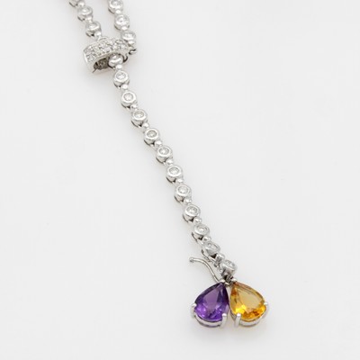 27060420b - Y-Collier mit Brillanten und Wechsel- Farbsteinabhängungen, WG 750/000, durch ...