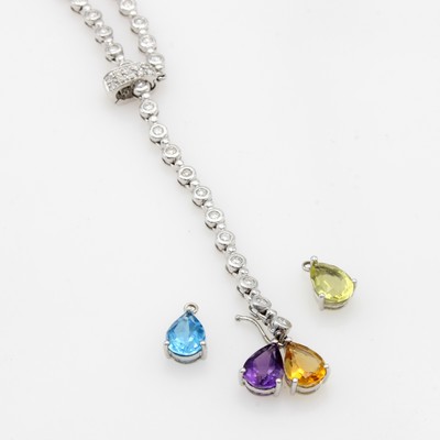 27060420c - Y-Collier mit Brillanten und Wechsel- Farbsteinabhängungen, WG 750/000, durch ...