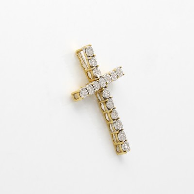 27060438a - Kreuzanhänger mit Brillanten, GG/WG 750/000, 16 Brill. in geschliffenen Zargenfassungen ...