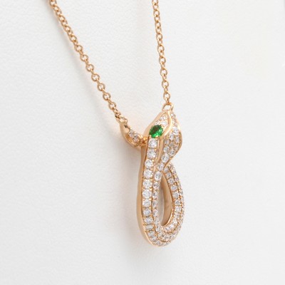 27060460a - Collier ´Schlange´ mit Brillanten und Tsavo- riten, RG 750/000, 106 Brill. zus. ca. 0.66 ...