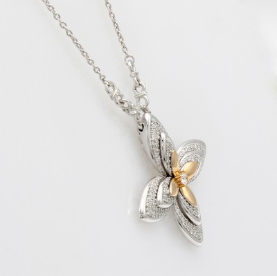 27060479a - Collier ´Blüte´ mit Brillanten, RG/WG 750/000, Blüte u. Kettenunterteil bes. m. ...