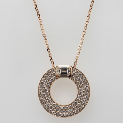 27060487a - Anhänger mit Diamant und Brillanten an Kette, RG 750/000, 93 Brill. u. 1 Diam. im ...