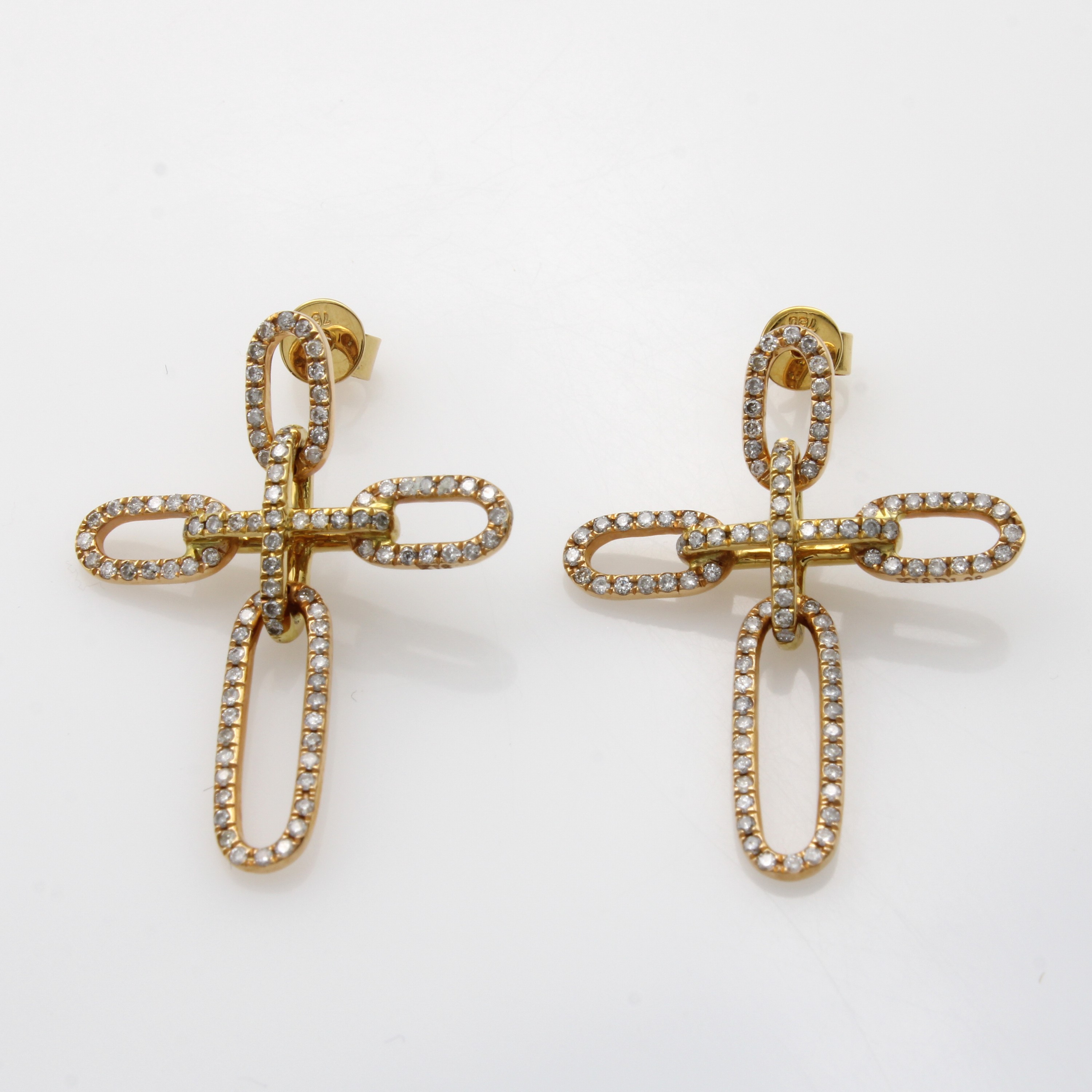 Image 27060505 - Paar Ohrstecker in Kreuzform mit Brillanten, GG 750/000, 190 Brill. zus. ca. 1.28 ct ...