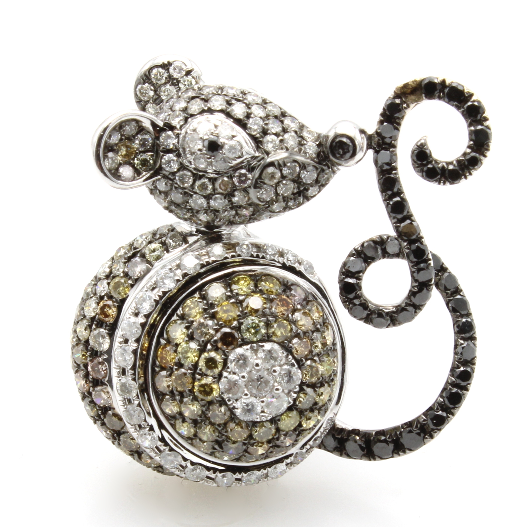 Image 27060507 - Brosche ´Maus´ mit Diamanten und Brillanten, WG 750/000, 235 Brill. u. Diam. zus. ca. ...