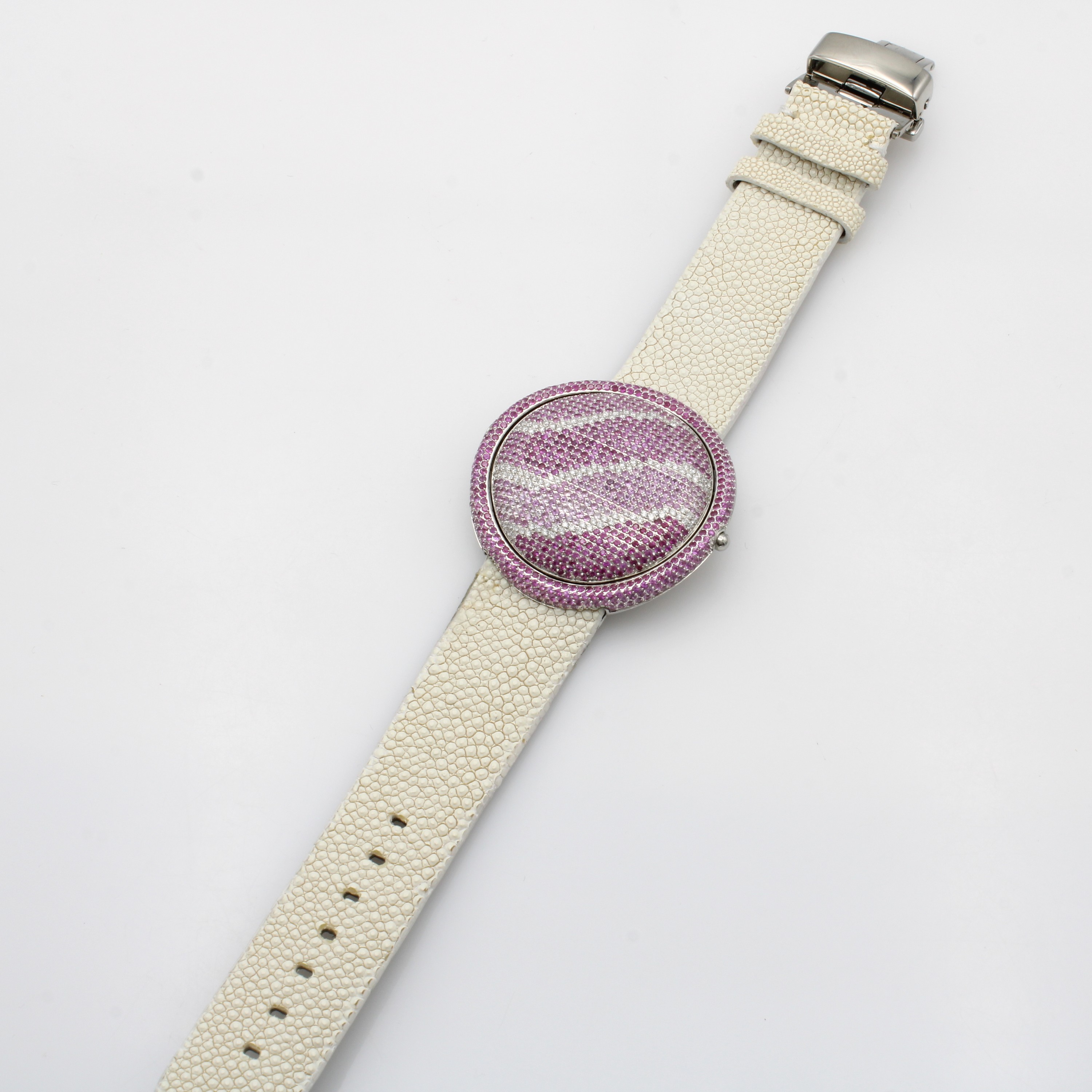 Image 27060513 - Schmuckuhr mit digitaler Anzeige, Edelstahl-geh., Boden 4-fach verschr., 123 Brill. zus. ...